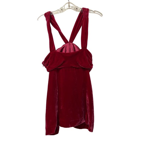 Vintage MJ Marc Jacobs Red Bow Velvet Silk Top - Picture 2 of 6